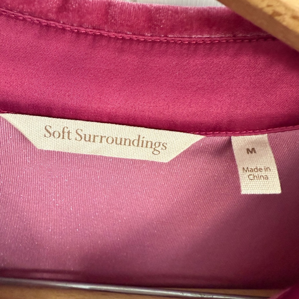 Soft Surroundings Velvet Pink Shirt Size M - Picture 4 of 5